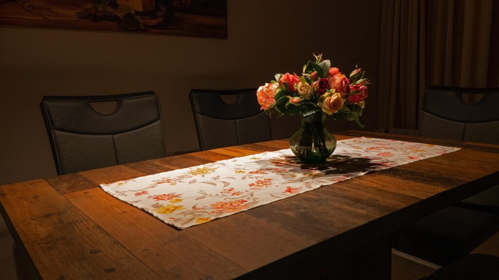 dining table, flowers, nature, beautiful flowers, flower vase, bunch of flowers, dining room, flower background, flower wallpaper, furniture